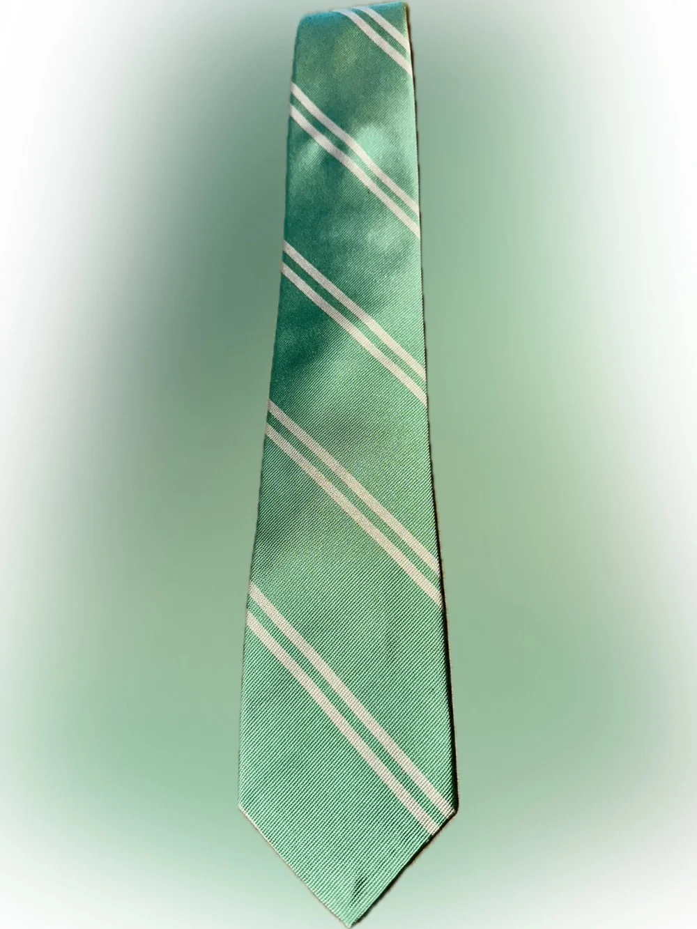 Polo by Ralph Lauren Seafoam Green Tie with Cream Diagonal Stripes